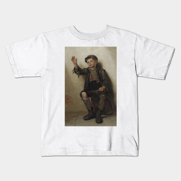 Shine, Sir? by John George Brown Kids T-Shirt by Classic Art Stall